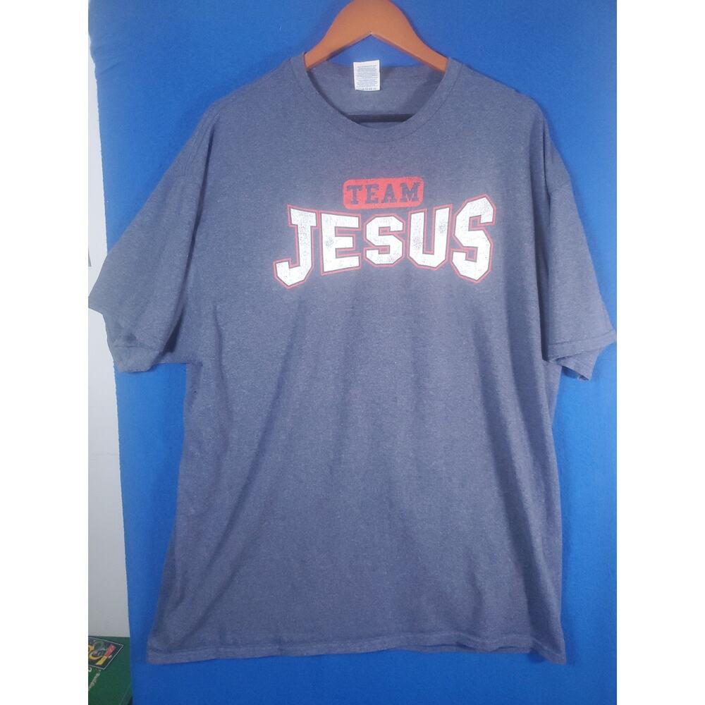 Vintage Team Jesus T-Shirt Mens 2XL Blue Graphic Tee Christian Religious - Picture 11 of 13